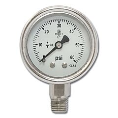 Best Welds Mipsb260 Pressure Gauge, 2 In, 60 Psi, 1/4 In Npt, Mip