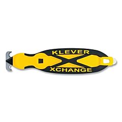 Klever Kcj-Xc-40Y Xchange Safety Cutter, Kurve Head, 6-1/2 In L, Curved Blade, Steel, Nylon/Polypropylene Handle, Yellow