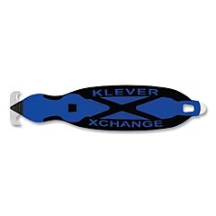 Klever Kcj-Xc-40B Xchange Safety Cutter, Kurve Head, 6-1/2 In L, Curved Blade, Steel, Nylon/Polypropylene Handle, Blue