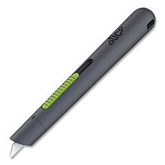 Slice 10512 Auto-Retractable Pen Cutter, 5.26 In L, Automatic Retracting Blade, Ceramic, Plastic Handle, Gray