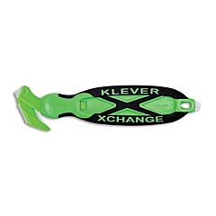 Klever Kcj-Xc-35X Klever Xchange35 Safety Cutter, Antimicrobial, 7 In L, Straight Blade, Carbon Steel, Plastic Handle, Green/Black