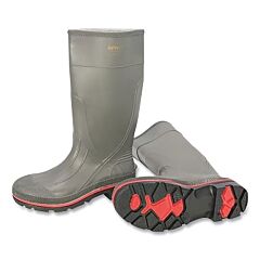 Servus 75122-120 Max Boots, Plain Toe, Size 12, 15 In H, Pvc, Gray With Black/Red Sole