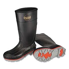 Servus 75145C-9 Pvc Injection Molded Series Boots, Steel Toe, Size 9, 15 In H, Black With Orange Sole