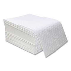 Spilfyter Os-100 Sorbent Pads And Rolls, 18 In L X 16 In W, Oil Only, Light, Single-Ply, White, Pads