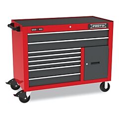Proto 555041B-8Sg-2S Workstation, 50 In W X 25-1/4 In D X 41 In H, 8 Drawers, Gray/Red
