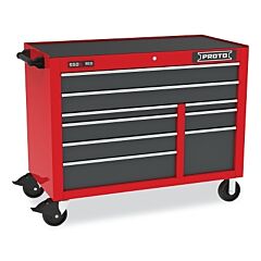 Proto 555041B-9Sg Workstation, 50 In W X 25-1/4 In D X 41 In H, 9 Drawers, Gray/Red