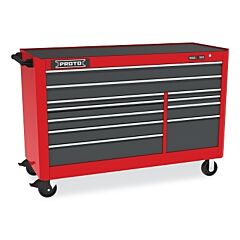 Proto 556646B-11Sg Workstation, 66 In W X 27 In D X 46 In H, 11 Drawers, Gray/Red