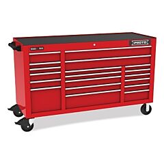 Proto 556741B-19Rd Workstation, 67 In W X 25-1/4 In D X 41 In H, 19 Drawers, Gray/Red