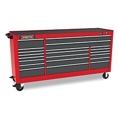 Proto 558846B-21Sg Workstation, 88 In W X 27 In D X 46 In H, 21 Drawers, Gray/Red