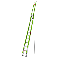 Little Giant Ladders 17928-246Ps Hyperlite, 28 Ft. H, Ansi Type Iaa, 375 Lb Rated, Fiberglass, Extension Ladder With Adjustable Pole Strap And Ratchet Levelers