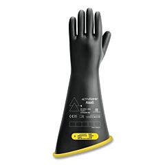Activarmr Rig218Ybcc095 Rig Electrical Insulating Gloves, 18 In L, Class 2, Size 9.5, Black/Yellow, Contour Cuff