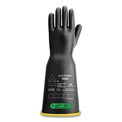Activarmr Rig316Ybbc110 Rig Electrical Insulating Gloves, 16 In L, Class 3, Size 11, Black/Yellow, Bell Cuff