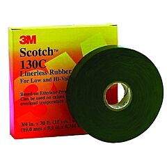 3M 417538 Linerless Rubber Splicing Tape 130C, 30 Ft X 1 In, Black