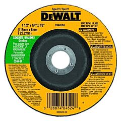 Dewalt Dw4524 Type 27 Depressed Center Wheel, 4-1/2 In, 7/8 In Arbor, C24R Grit, Silicon Carbide