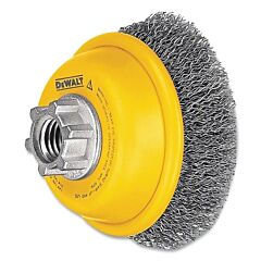Dewalt Dw49102 Cup Brush, Carbon Crimped, 6 In Dia, 5/8 In-11 Tpi, 6600 Rpm