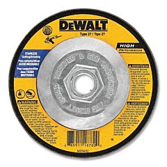 Dewalt Dw8457H Type 27 Grinding Wheel, 6 In Dia, 5/8 In-11 Tpi, 10100 Rpm, 30 Grit, 1/8 In Thick
