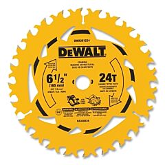 Dewalt Dwa261224B10 Tungsten Carbide Tipped Circular Saw Blade, 5/8 In Arbor, 24 Teeth, 6-1/2 In Dia, Bulk 10 Pack