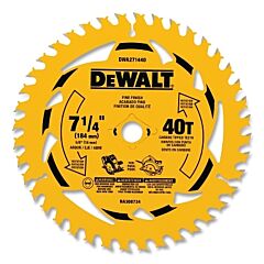 Dewalt Dwa271440B10 Tungsten Carbide Tipped Circular Saw Blade, 5/8 In Arbor, 40 Teeth, 7-1/4 In Dia, Bulk 10 Pack
