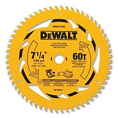 Dewalt Dwa271460B10 Tungsten Carbide Tipped Circular Saw Blade, 5/8 In Arbor, 60 Teeth, 7-1/4 In Dia, Bulk 10 Pack