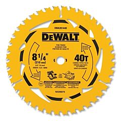 Dewalt Dwa281440 Tungsten Carbide Tipped Circular Saw Blade, 5/8 In Arbor, 40 Teeth, 8-1/4 In Dia