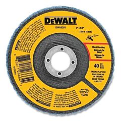 Dewalt Dwa8201 Type 29 Flap Disc, 4 In Dia, 40 Grit, 5/8 In Arbor, Zirconia Alumina, 15200 Rpm