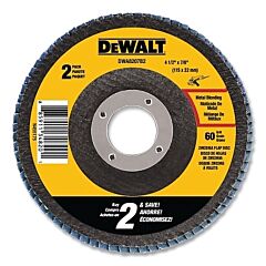 Dewalt Dwa8207B2 Type 29 Flap Disc, 4-1/2 In Dia, 60 Grit, 7/8 Arbor, Zirconia Alumina, 13300 Rpm