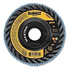 Dewalt Dwa8352Tr Maxtrim™ Trimmable Flap Disc, Type 27, 4-1/2 In Dia, 7/8 In Arbor, 60 Grit, Zirconia Alumina, 133000 Rpm