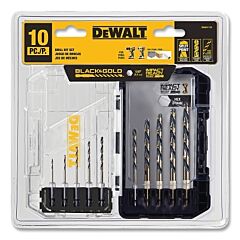 Dewalt Dwah1110 Black And Gold Impact Ready Drill Bit Set, 10 Pc, 1/4 In Hex Shank, 135° Split Point