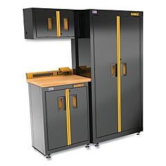 Dewalt Dwst24101 Storage Suite, 4 Pc, 63 In W, 2-Door Base Cabinet, Wood Top