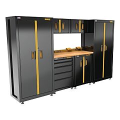 Dewalt Dwst27501 Storage Suite, 7 Pc, 126 In W, 2-Door And 5-Drawer Base Cabinets, Wood Top