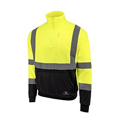 Radians Sj34B-3Pgs-L Class 3 Color Blocked 1/4 Zip Sweatshirt, Hi Vis Green, Size Large