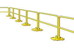 Safetyrail 2000 Rooftop Standard Guardrail Kit, Yellow Powder Coated Base With Yellow Rail