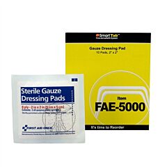 First Aid Only Fae-5000 Sc Refill 2" X 2" Sterile Gauze Pads, 10/Bag