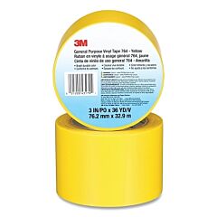 3M 021200-43179 General Purpose Vinyl Tape 764, 3 In X 36 Yd X 5 Mil, Yellow