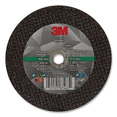 3M 051125-87463 Silver Cut-Off Wheel, Precision Shaped Ceramic, 4 In Dia, 0.375 In Arbor, 60 Grit, Center Hole Mounting