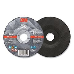 3M 051125-87659 Silver Cut-Off Wheel, Precision Shaped Ceramic, 4.5 In Dia, 0.875 In Arbor, 36 Grit, Center Hole Mounting