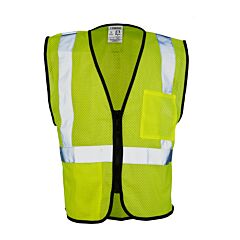 Kishigo 1537 Class 2 Double Pocket Zipper Mesh Vest - Economy, Lime, Size X-Large