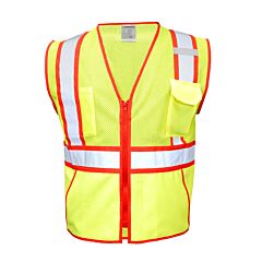 Kishigo 1595 Class 2 Reflective Color Contrast Vest, Lime/Red, Size X-Large