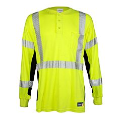 Kishigo F694 Class 3 Fr Long Sleeve Henley T-Shirt, Lime, Size 5X-Large