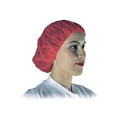 Polygard 15824 Spunbonded Polypropylene Bouffant Caps, Red, Size One-Size