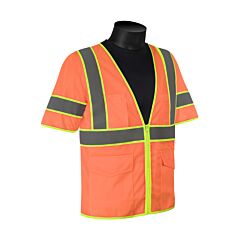 Liberty Safety C16014Fl Hivizgard Class 3 Orange Mesh Vest With Sleeves, Size Large