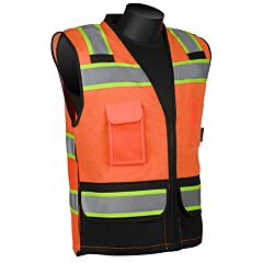 Liberty Safety C16032Fbl Hivizgard Class 2 Orange Solid Front Mesh Back Surveyor’S Vest With Black Bottom, Size Large