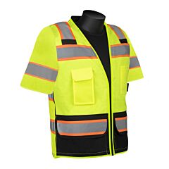 Liberty Safety C16034Gb3Xl Hivizgard Class 3 Lime Solid Front Mesh Back Vest With Sleeves And Black Bottom, Size 3X-Large
