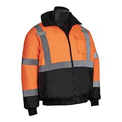 Liberty Safety C16725Fm Hivizgard Class 3 Orange Bomber Jacket With Black Bottom, Size Medium