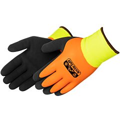 Liberty Safety F4783Hvl Arctic Tuff Sandy Latex Coated Gloves, Black/Orange/Lime, Size Large