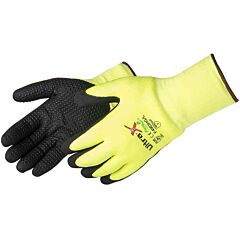 Liberty Safety F4903Hg2Xl Ultra-X Microfoam Nitrile Coated With Dots Gloves, Black/Lime, Size 2X-Large