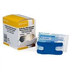 First Aid Only G174 Blue Metal Detectable Fabric Knuckle Bandages, 40/Box