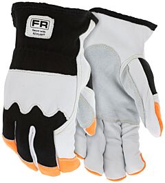 Mcr Safety 906Dphkxxl Gloves White Grain Goatskin, Split Cowhide Double Palm, Reinforced Thumb Crotch, Black Nomex Back, Kevlar Liner, Adjustable Wrist, Size 2X-Large