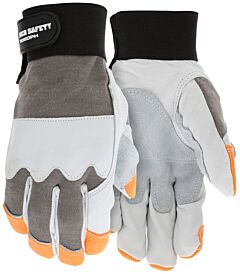 Mcr Safety 906Dphxxl Gloves White Grain Goatskin, Split Cowhide Double Palm, Reinforced Thumb Crotch, Black Nomex Back, Adjustable Wrist, Size 2X-Large