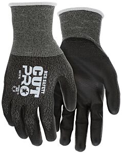Mcr Safety 92721Xxl Gloves "Cutpro A4" 21 Gauge, Salt & Pepper Hypermax Shell, Black Pu Coated Palm & Fingers, Size 2X-Large